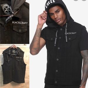 Blackcraft Cult Hooded Denim Vest Nwot 